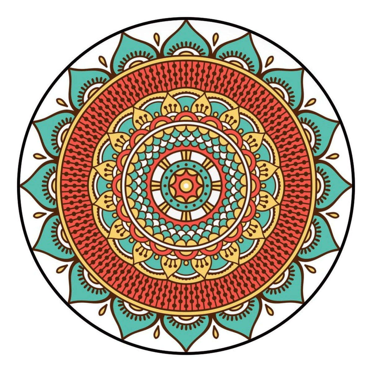 Round Area Rugs 4 FT Washable Non Slip Circle Rug (Colorful Green Mandala Pattern / 4' (Round))