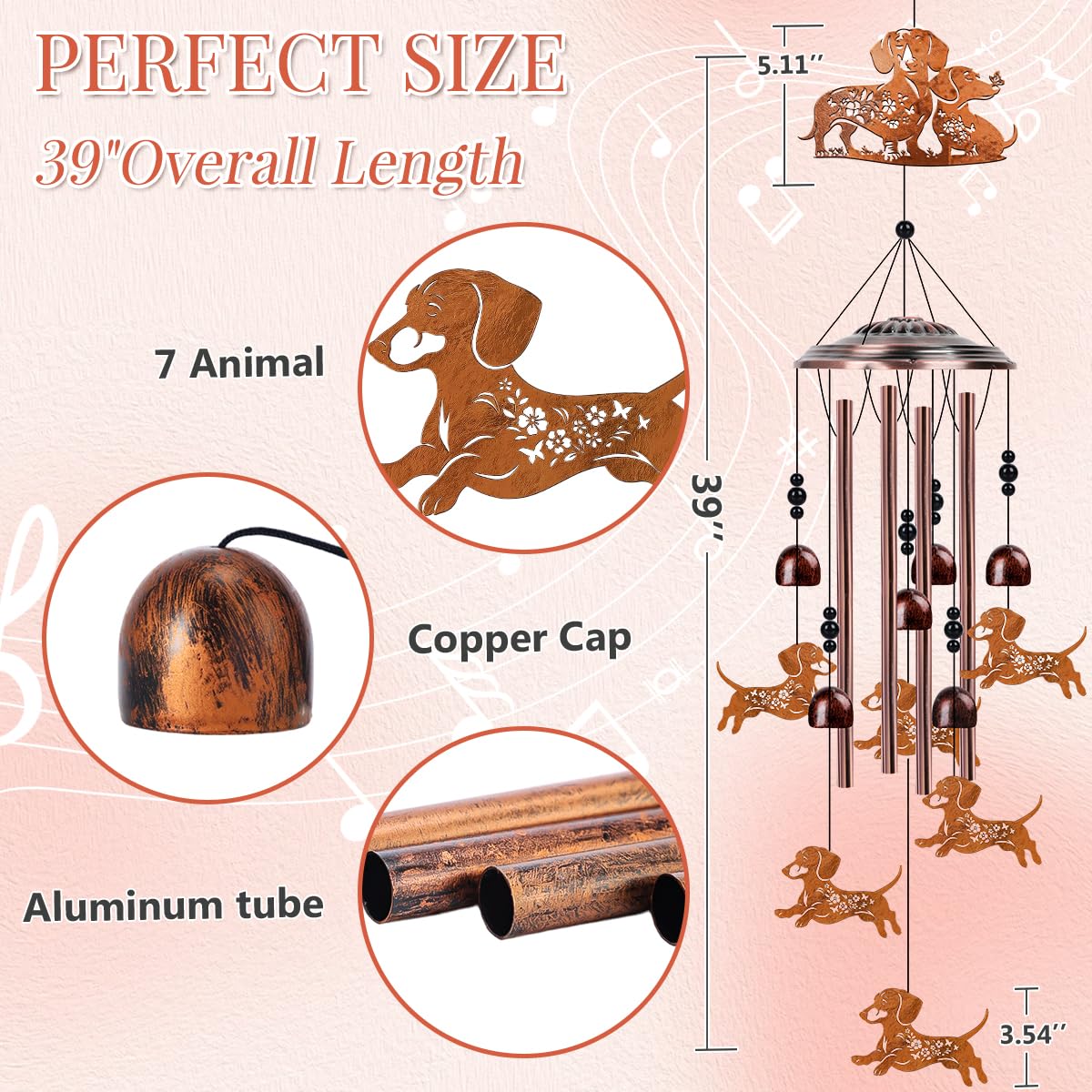 Dachshund Wind Chimes for Outside (Dachshund)