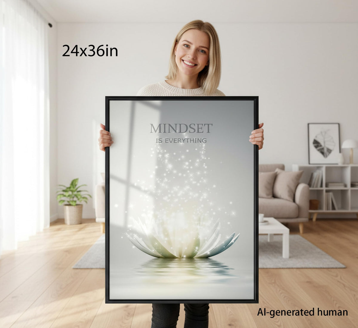 Framed Lotus Wall Art (lotus / 36"L x 24"W)