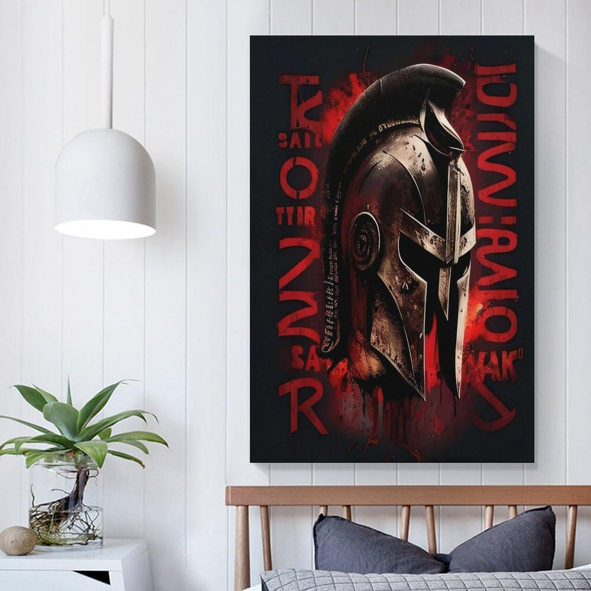 Spartan Strong Warrior Helmet Red Black Motivational Fitness Canvas Printing Wall Art Prints Wall Decor Posters Modern Gym Bedroom Living Room Office Man Cave Aesthetic 08x12inch (style-17 / 08x12inch(20x30cm) Unframe)