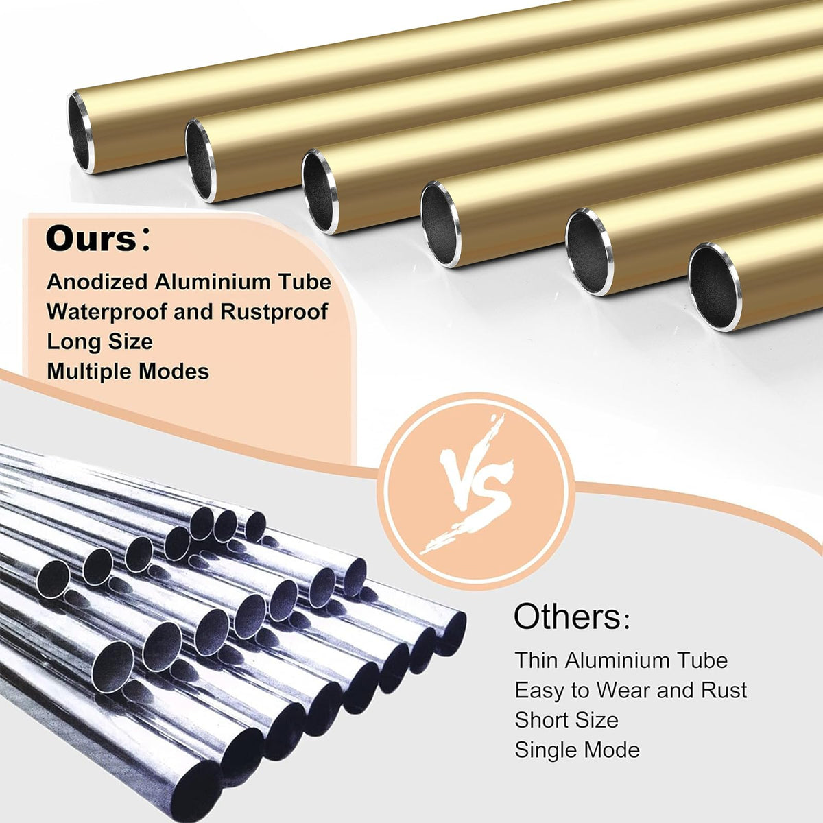 37" Aluminum Wind Chimes for Outside (Light Golden / Classic 37")
