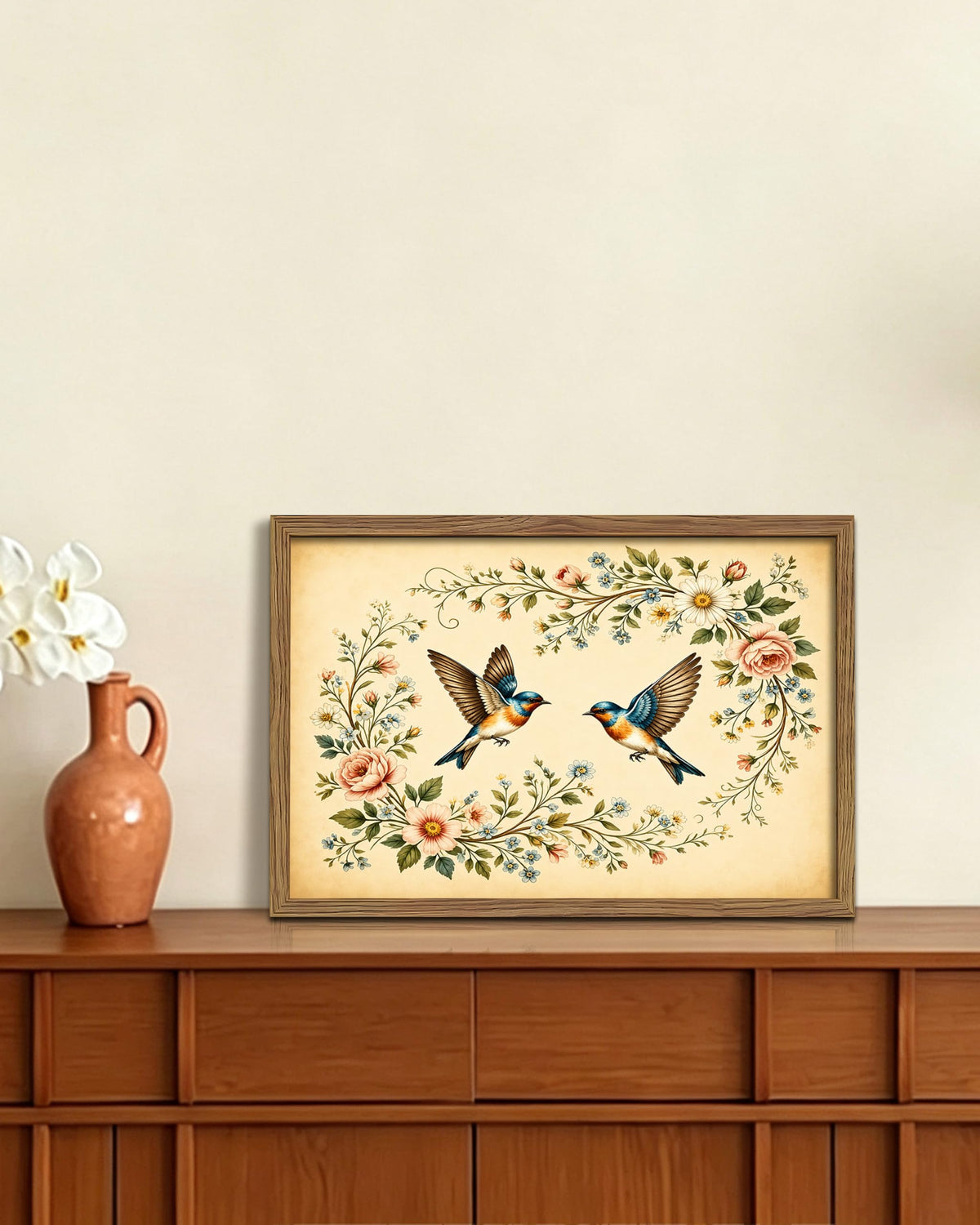 Vintage kingfisher Framed Canvas Wall Art (B-kingfisher / 24"L x 16"W)