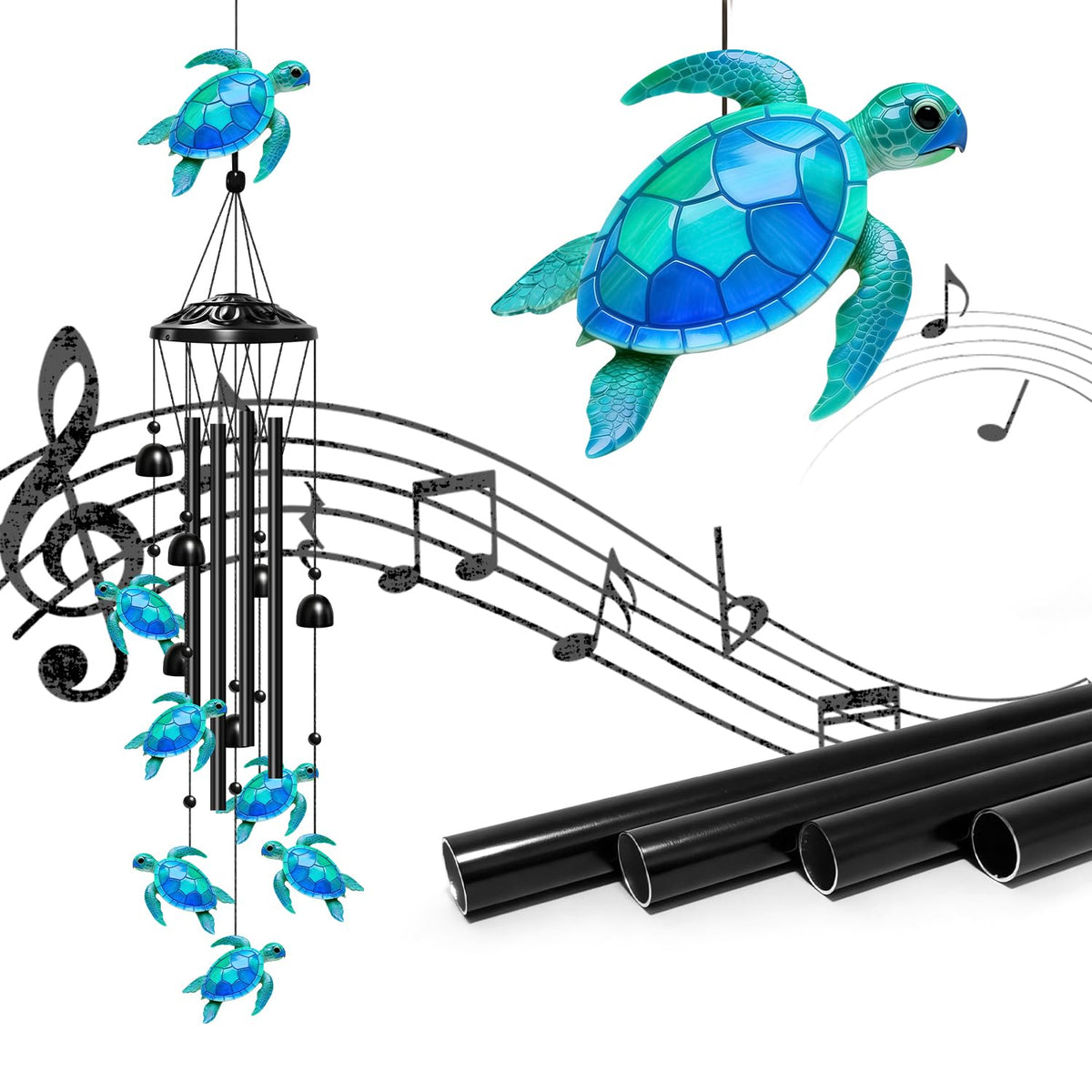 Sea Turtle Wind Chimes for Outside (Seaturtle)