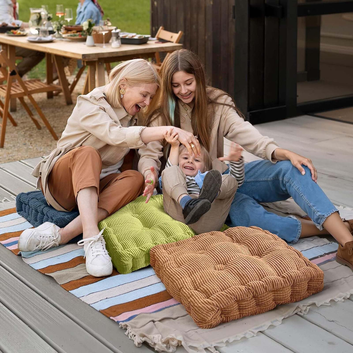Corduroy Floor Seat Pillows (Blue / 18"Lx18"Wx3.2"H)