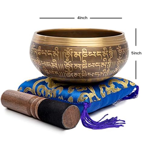 Tibetan Singing Bowl Set (Brown - Blue / 4 Inches)