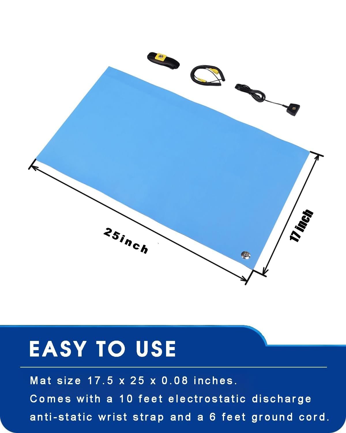 Anti Static ESD Mat for Electronics Repair (17"X25" / Blue)