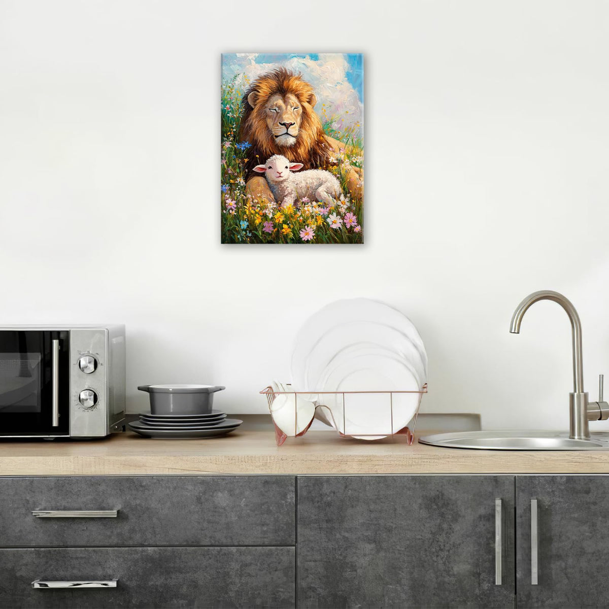 Lion And Lamb Wall Art (Lion Lamb / 20L" x 24W")