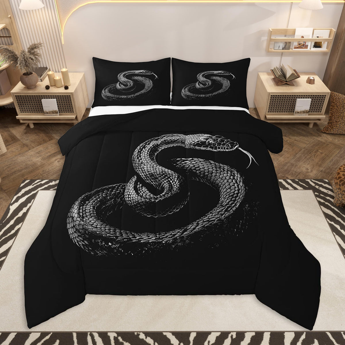 Snake Comforter Set Queen Size Bedding Set (Multi 19542 / Queen)