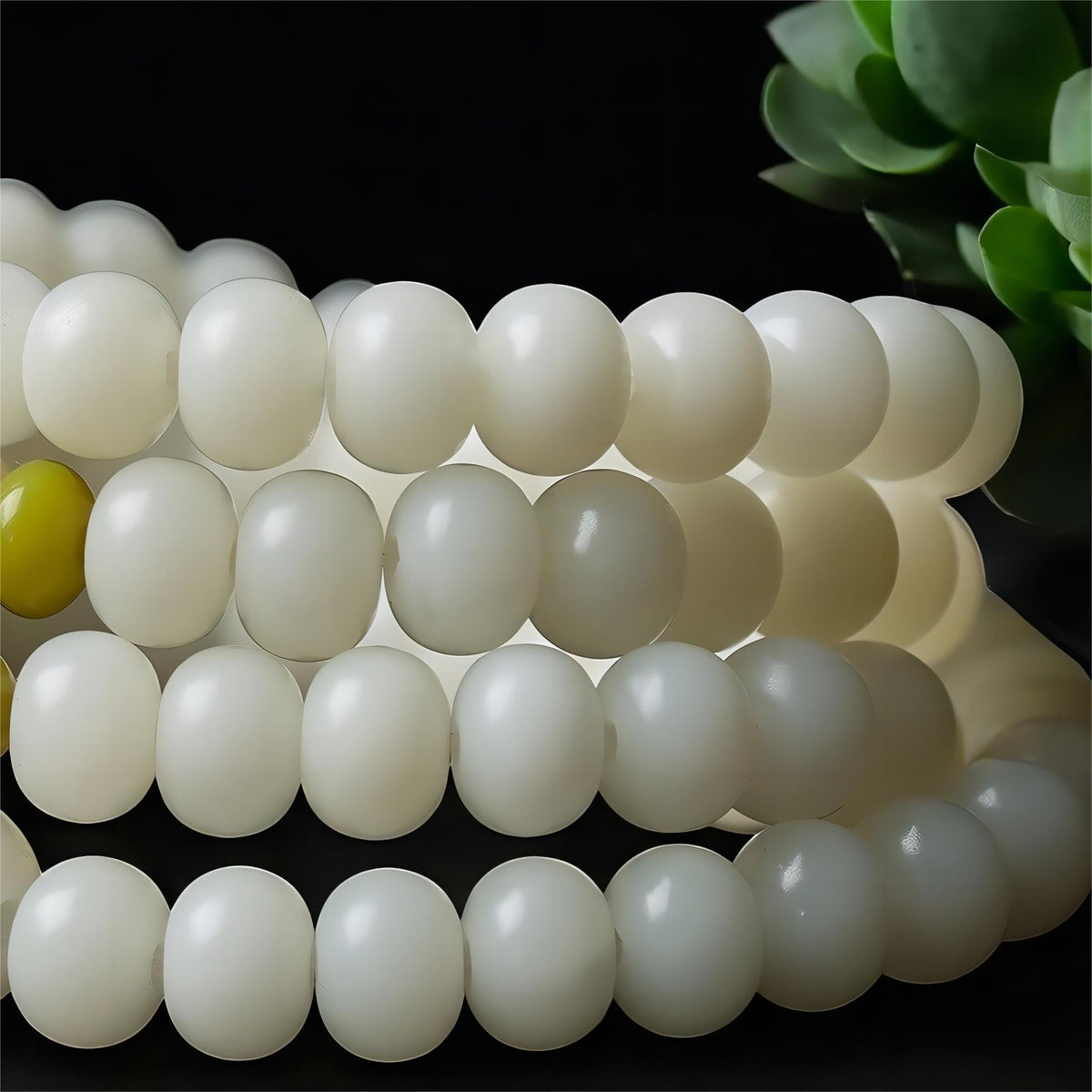 Mala Bead Strand Bracelet (8mm White Jade Bodhi)