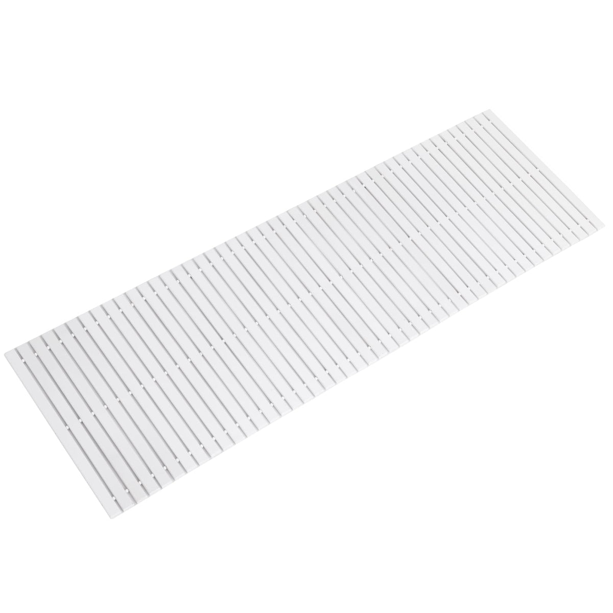 Bath Mat Bathroom Runner Long Large Rugs Floor Wood Shower Bathtub Waterproof Non Slip Accessories 16x48 Inch Easy to Clean (Striped White / 48" x 16" (Rectangular))