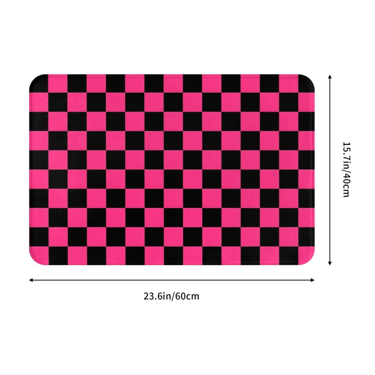 Pink Black Checkered Bath Mat Non (1'4" x 1'11" (Rectangular) / Pink Black Checkered)