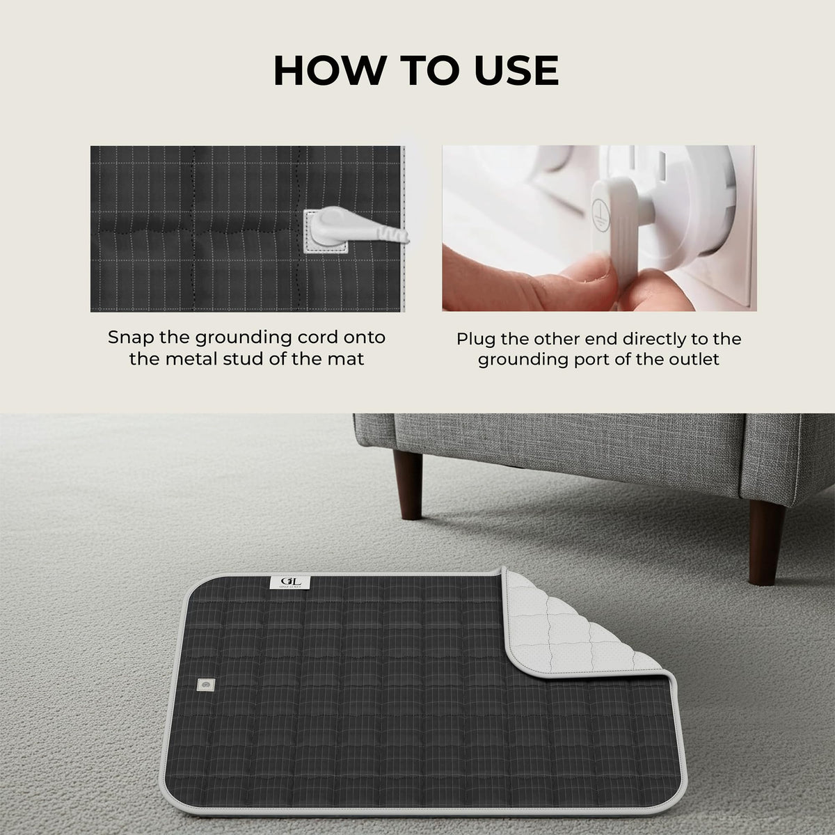 Grounding Mat for Feet and Desk (16x24" / Black)