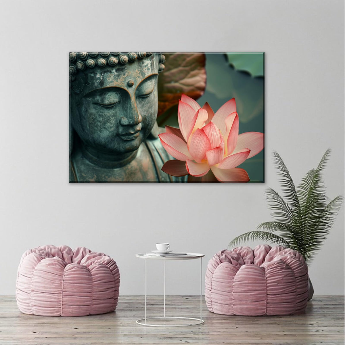 1Pcs Zen Buddha Lotus Flower Canvas Wall Art Spiritual Decor for Meditation Peaceful Home Decor Asian Cultural Symbolism Tranquil Art for Living Room Bedroom Office Ready to Hang (36"L x 24"W / 1PCS-Buddha)