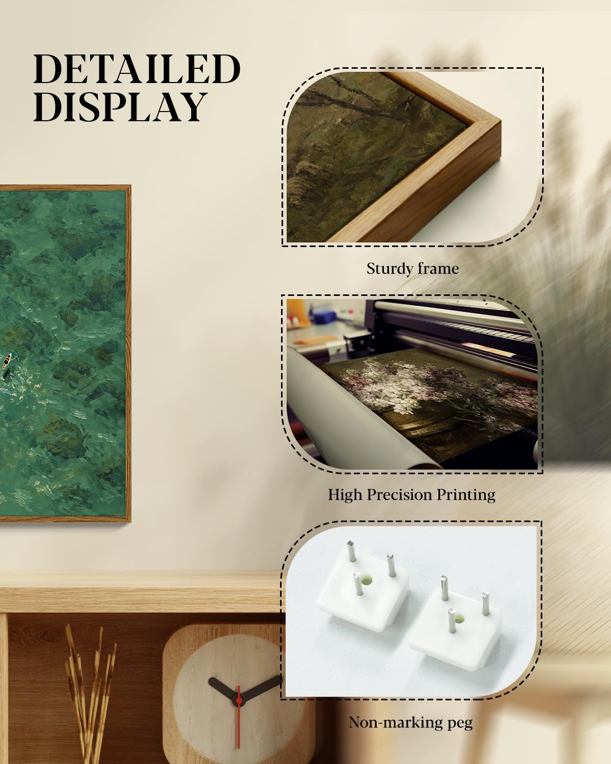 Framed Modern Summer Coastal Ocean Water Wall Art Canvas 12''x16'' (Green Waves / 16"L x 12"W)