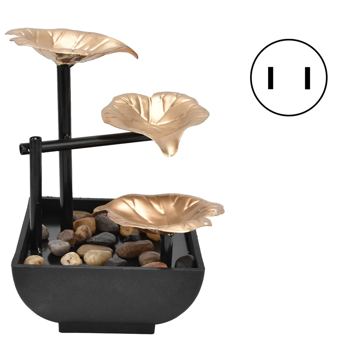 Table Top Water Fountain Indoor with Yellow Light for Home Office Decor