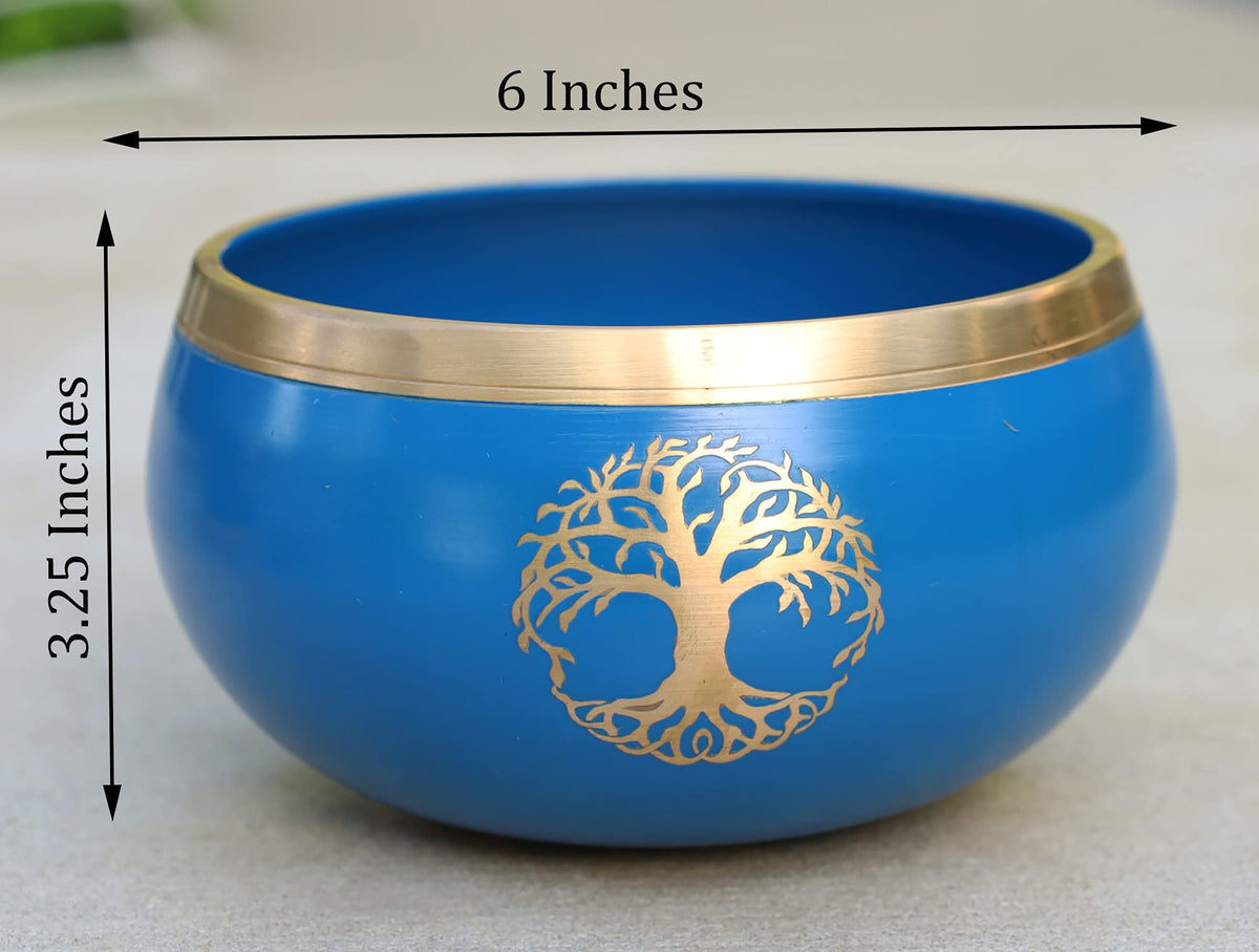 Tibetan Tree Of Life Singing Bowl Mallet Cushion Set ~ For Meditation (Turquoise)