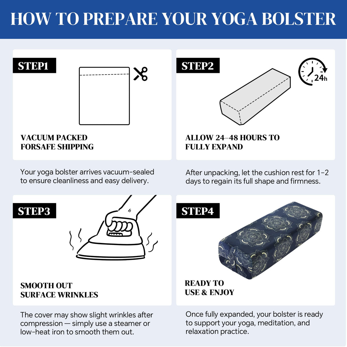 Yoga Bolster Pillow (Blue Print)