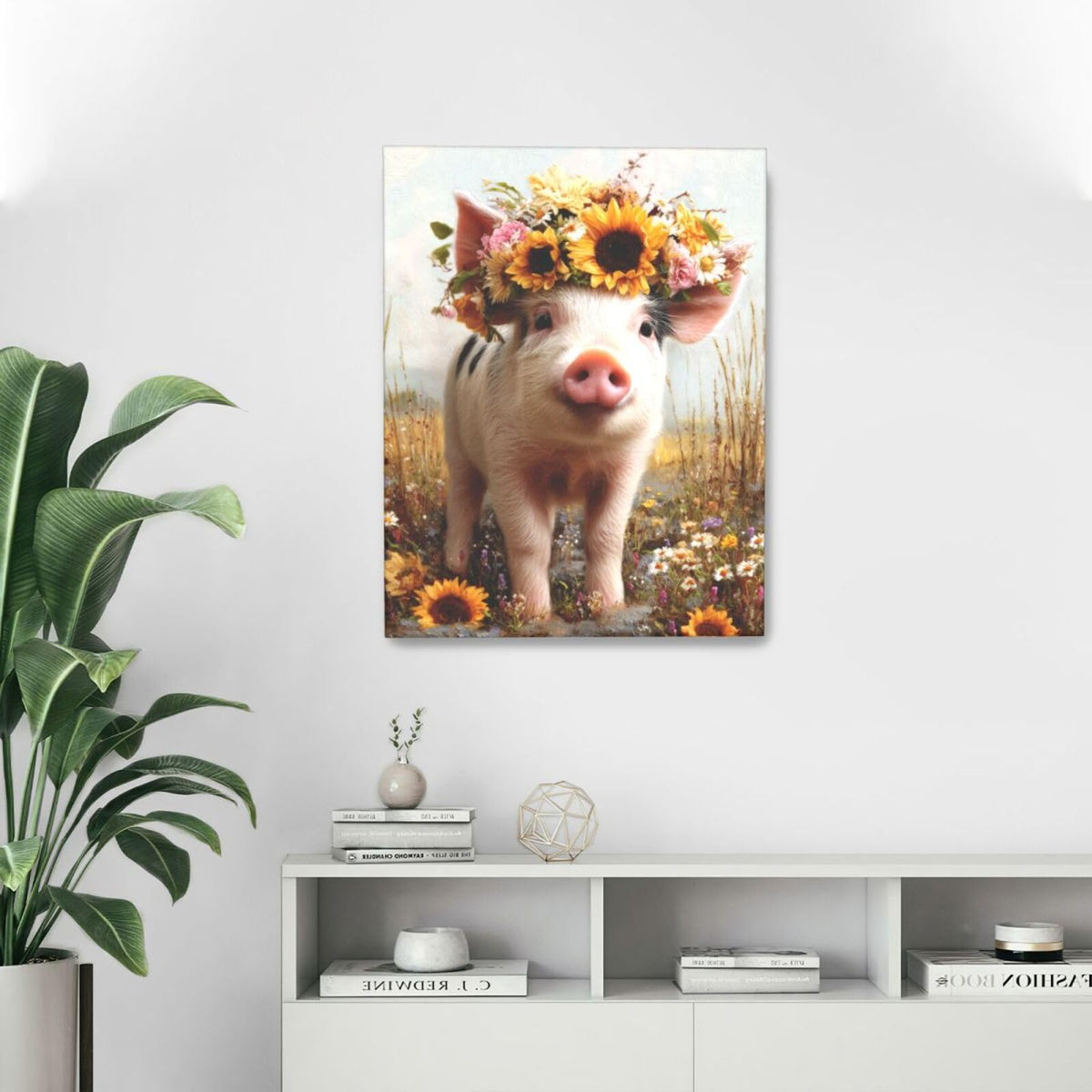 Rustic Pig Nursery Wall Art For Kids Cute Animal Bathroom Canvas Wall Decor Country Pictures Paintings Prints Artwork Framed Decorations For Girls Boys Children's Room Bedroom Living Room Gifts 16" x 20" (Pig / 20"L x 16"W)