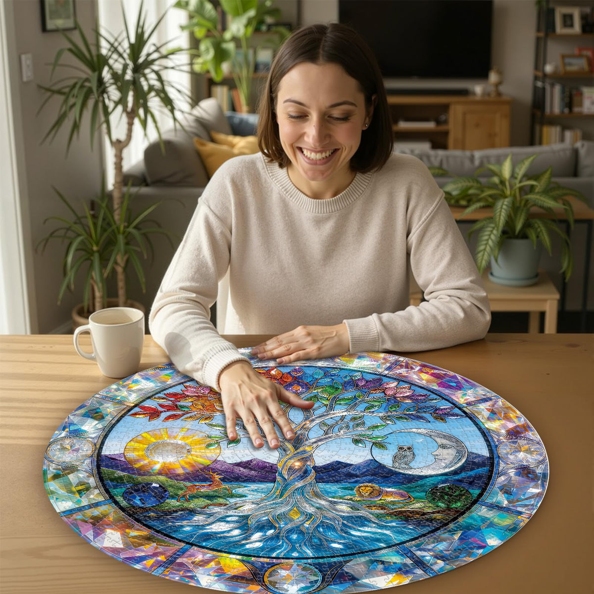Puzzles for Adults 1000 Pieces (A-tree of Life With Sun & Moon / 1000 Pieces)