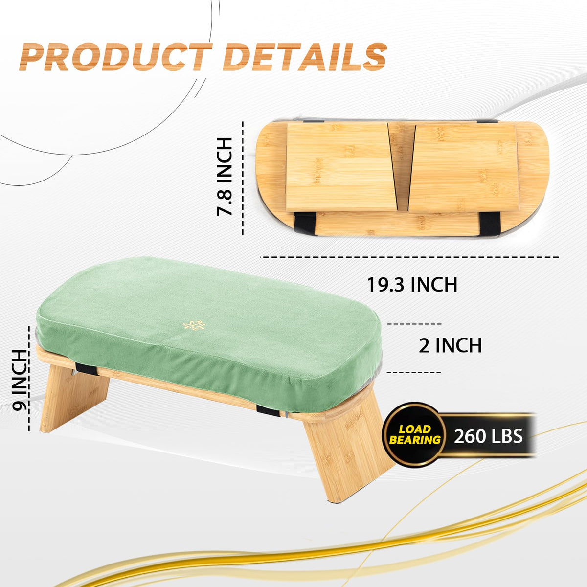 Large Bamboo Meditation Bench (Green & Bag)