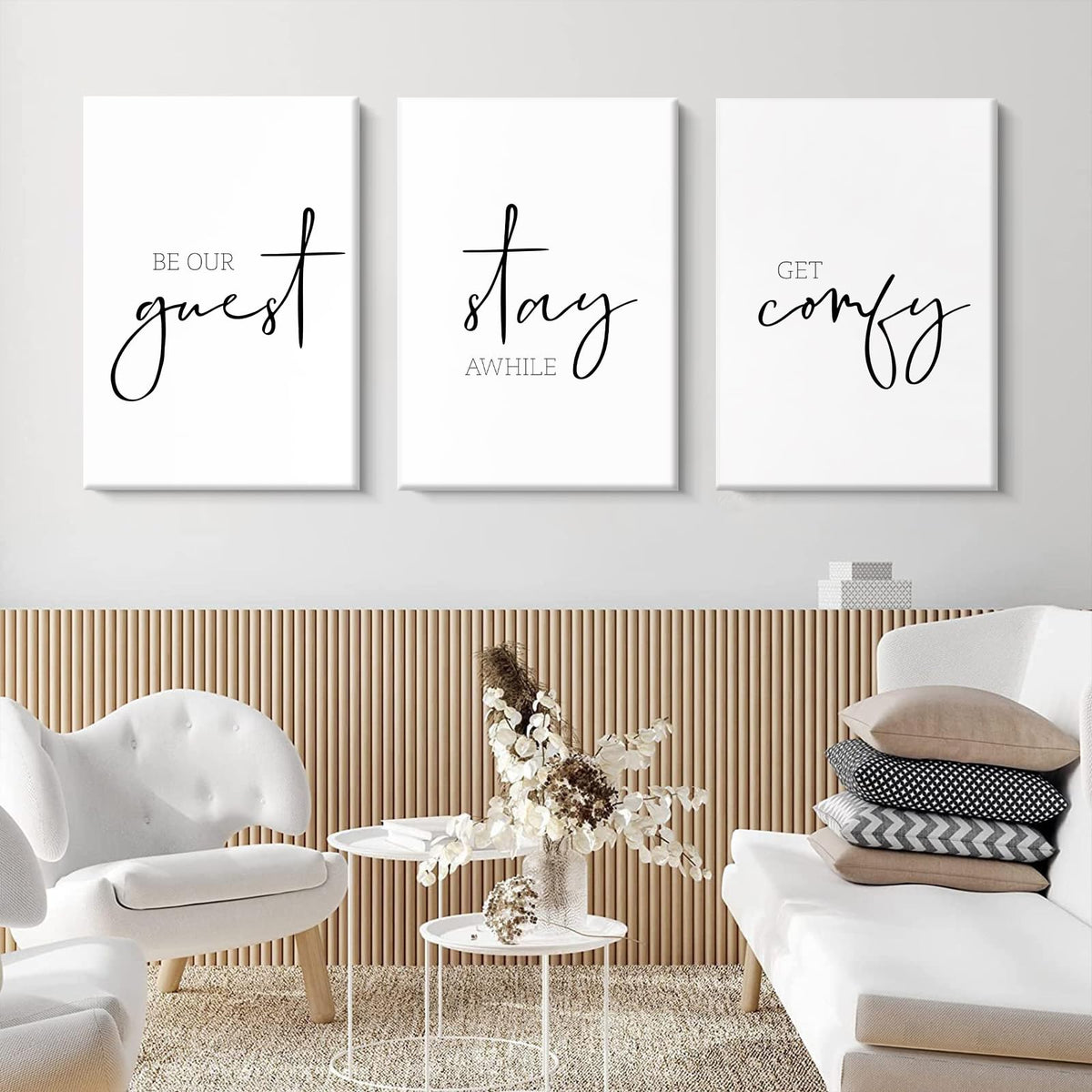 Be Our Guest Wall Decor Guest Room Wall Art Decor Stay Awhile Signs for Home Decor Minimalist Wall Art over the Bed Sign Guest Bedroom Wall Decor Canvas Painting 12x16 Inch (Guest Room Prints / 12x16 Inch Wrapped Canvas)