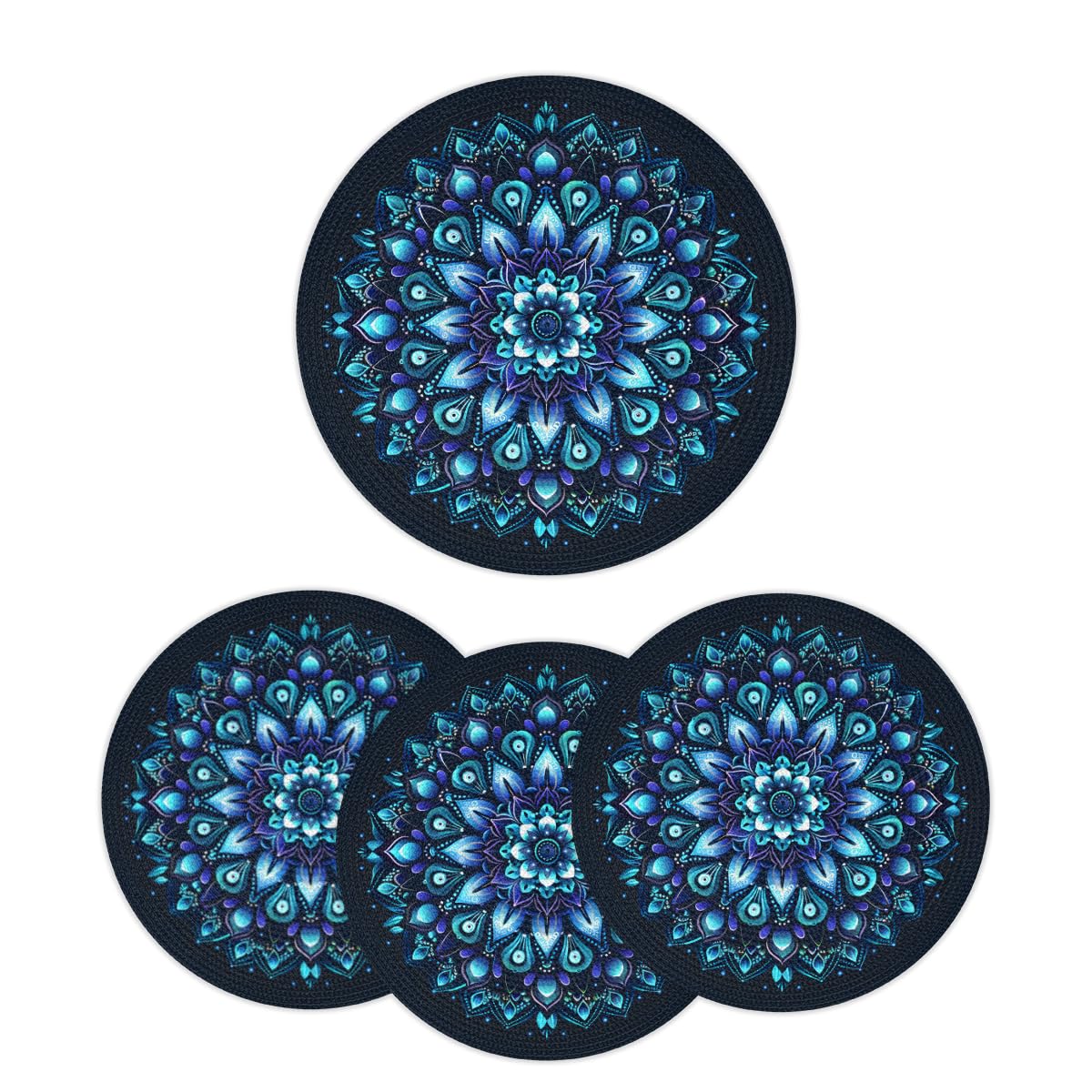 Mandala Placemats Round Placemats Set of 6 Festival Party (A 013 / 6 pieces)
