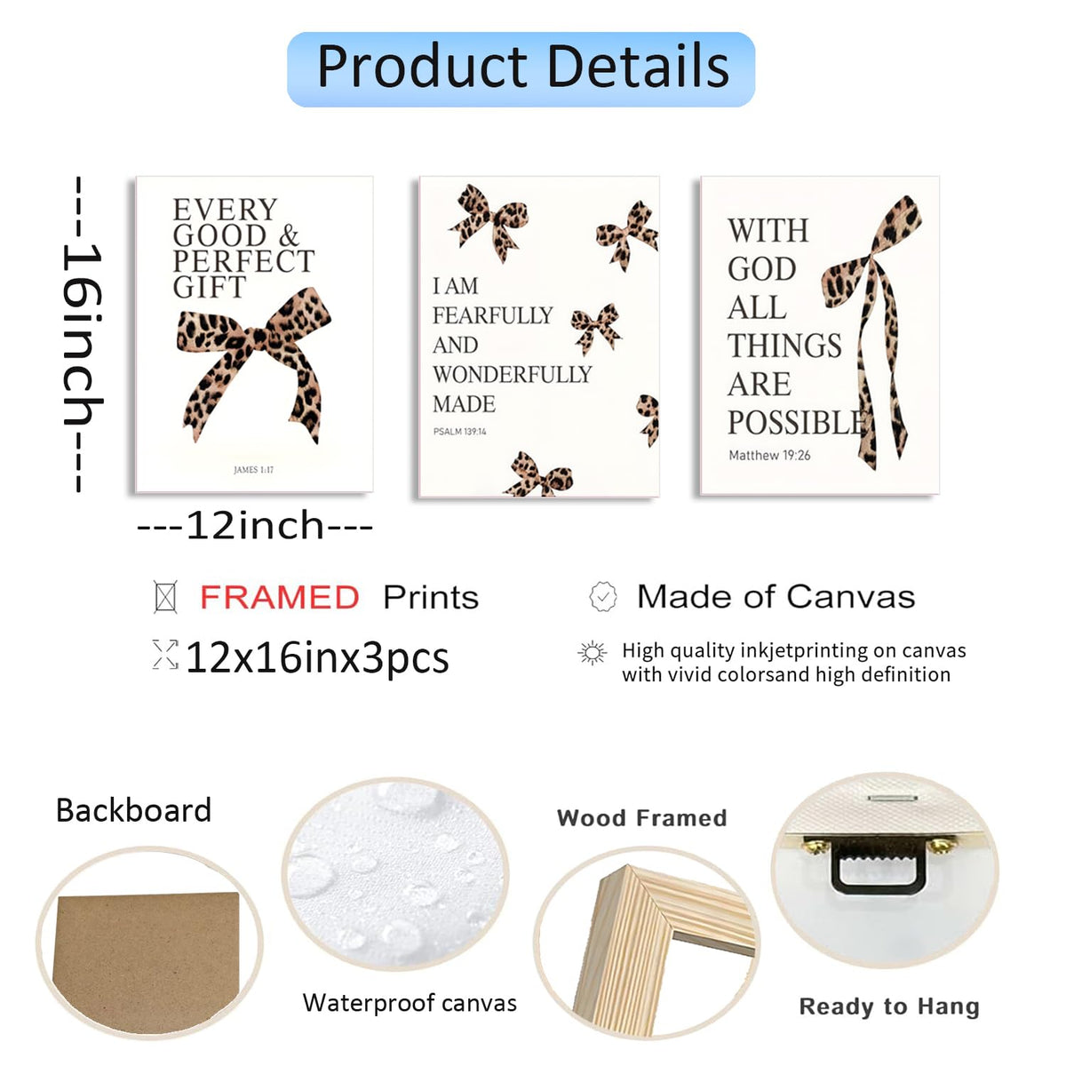 Leopard Bow Wall Art (Leopard print bow / 16L"x12W")