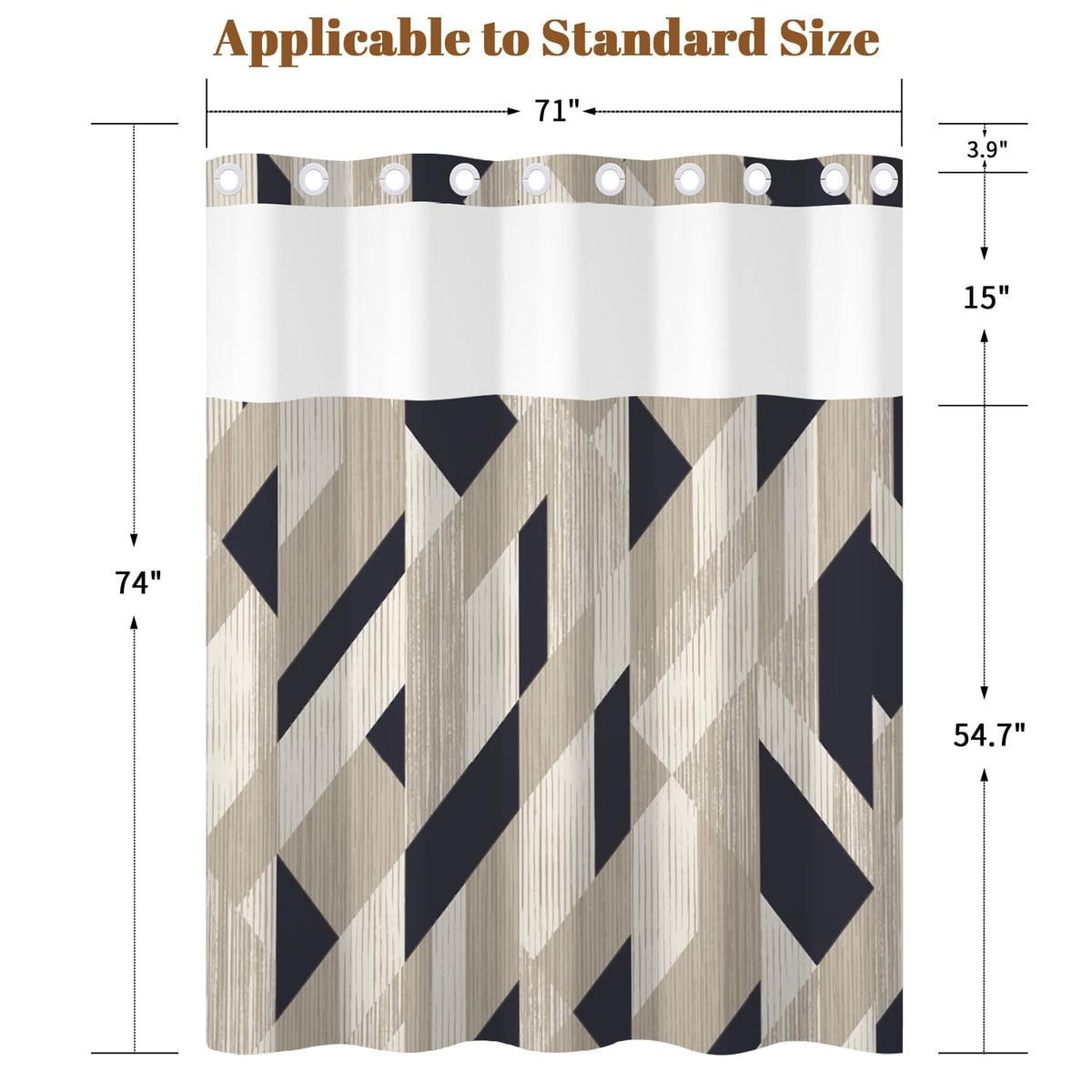 Abstract Geometric Art Shower Curtain with Snap in Liner Set (Abstract Art-6)
