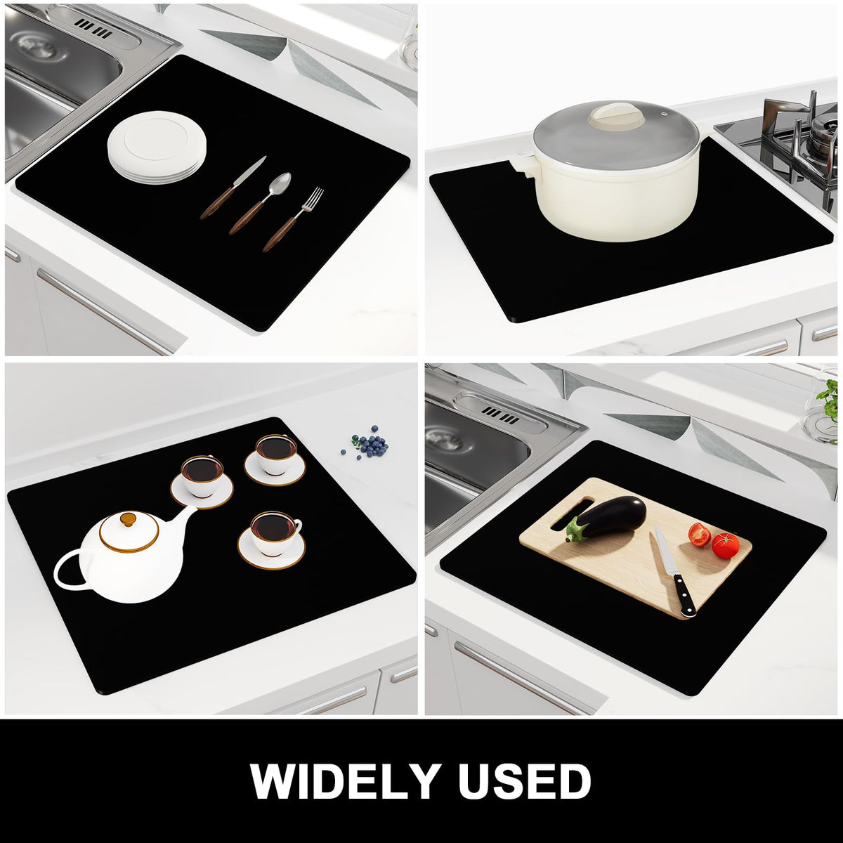 Dish Drying Mat (A-Jet Black / 16" x 18")