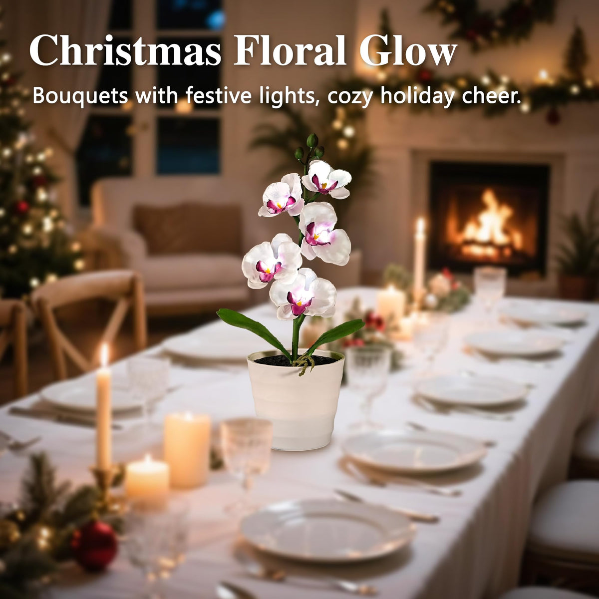 Artificial White Phalaenopsis Orchid Flower Lamp (Orchids-White)