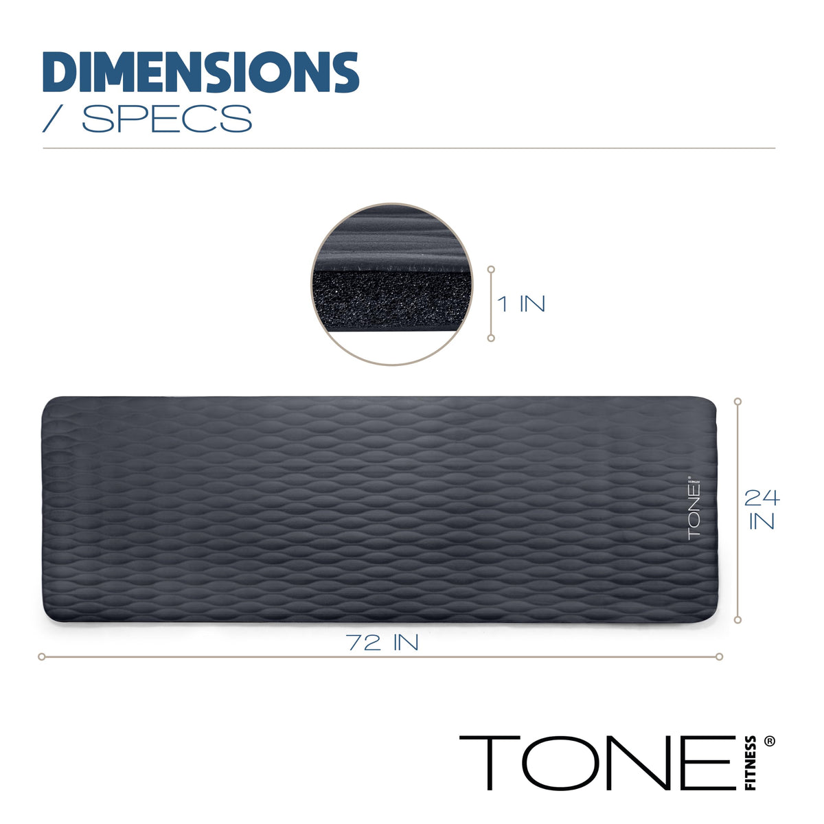 1" Extra Thick Yoga Mat (Mesh / Black)