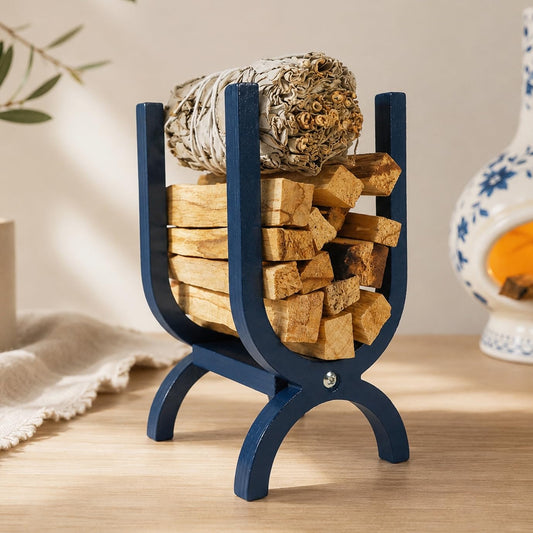 Blue Wooden Palo Santo Holder (Firewood Holder-blue)