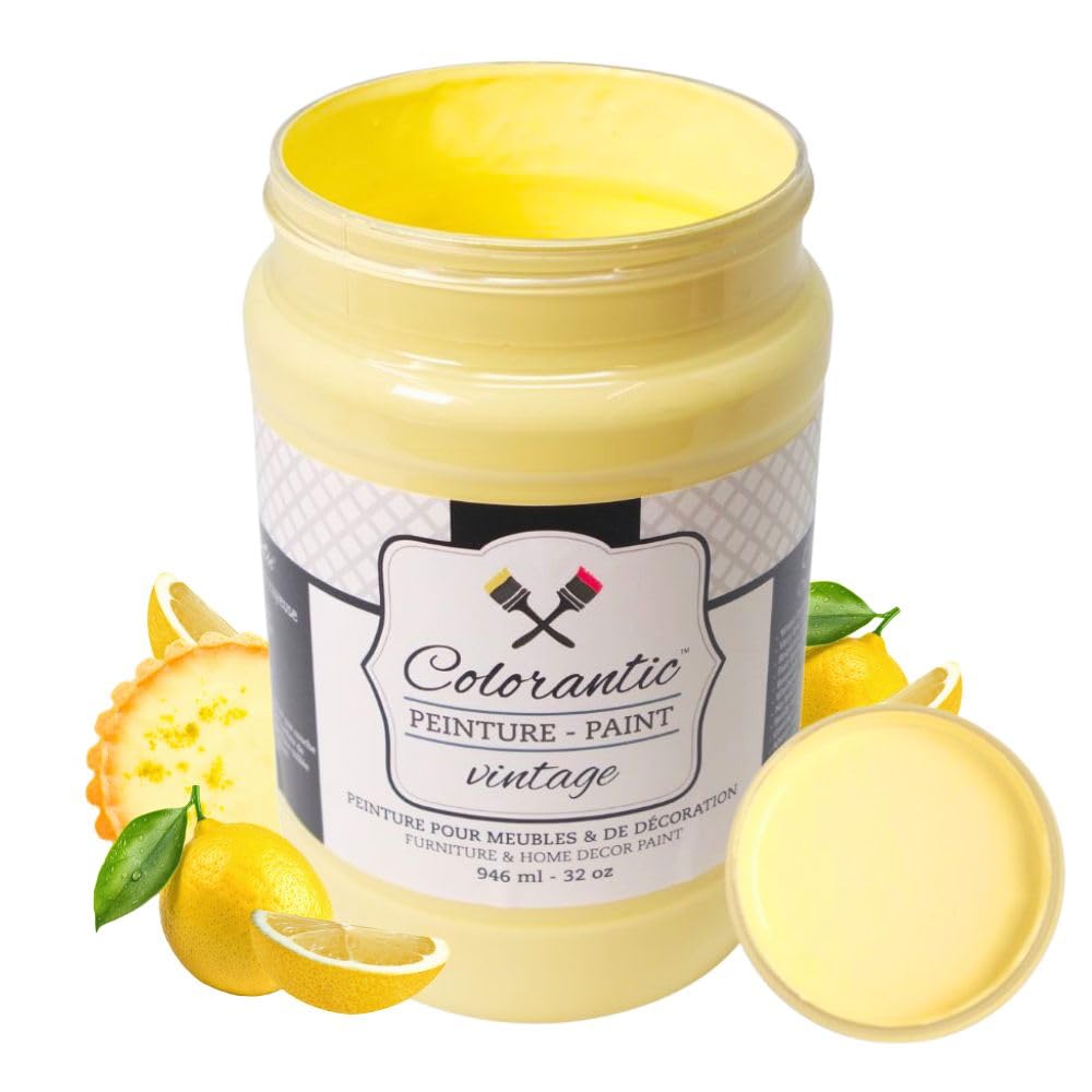 Vintage Chalk Based Paint for DIY Furniture and Home Decor Craft Art (Lemon Pie / 32 Fl Oz (Pack of 1))