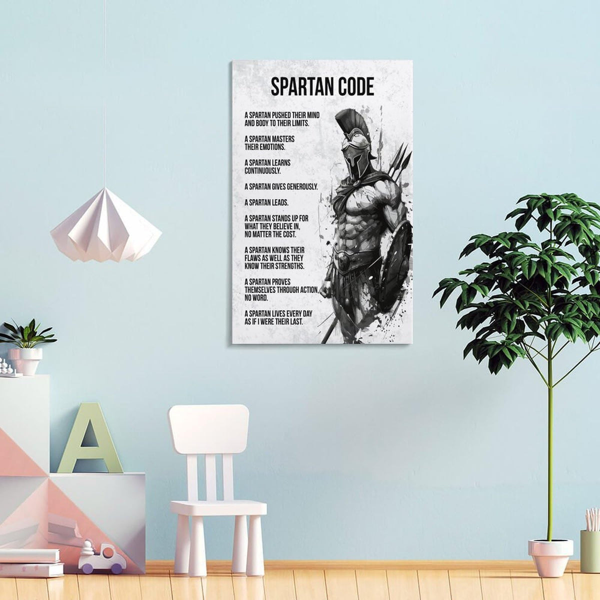 Spartan Code Motivational Quote Canvas Printing Wall Art Prints Wall Decor Posters Warrior Philosophy Monochrome Minimalist Living Room Bedroom Office Gym Study Decor 16x24inch (style-28 / 16x24inch(40x60cm) Frame)