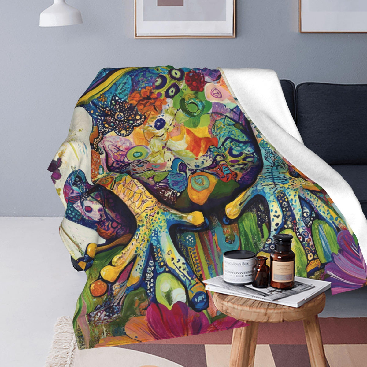 Frog Fleece Throw Blanket Colorful Animal Pop Art Gifts Room Decor 40"x50" (Frog / 40"X50")