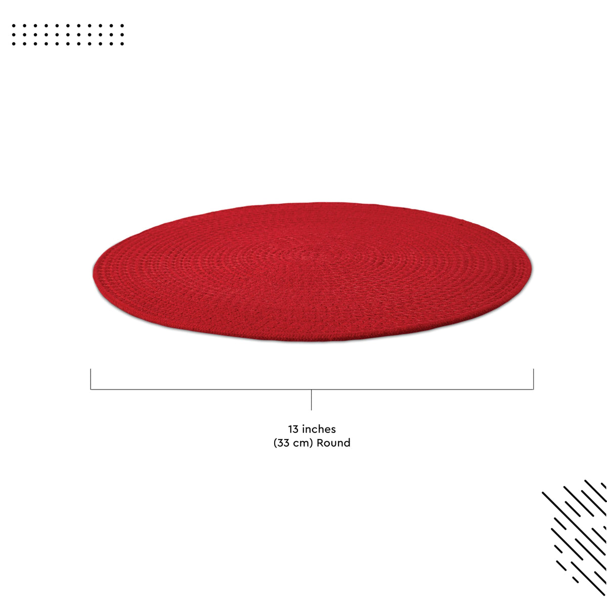 Placemats Round Cotton Dining Table Mats 13" (Red / 13" (Set of 4))