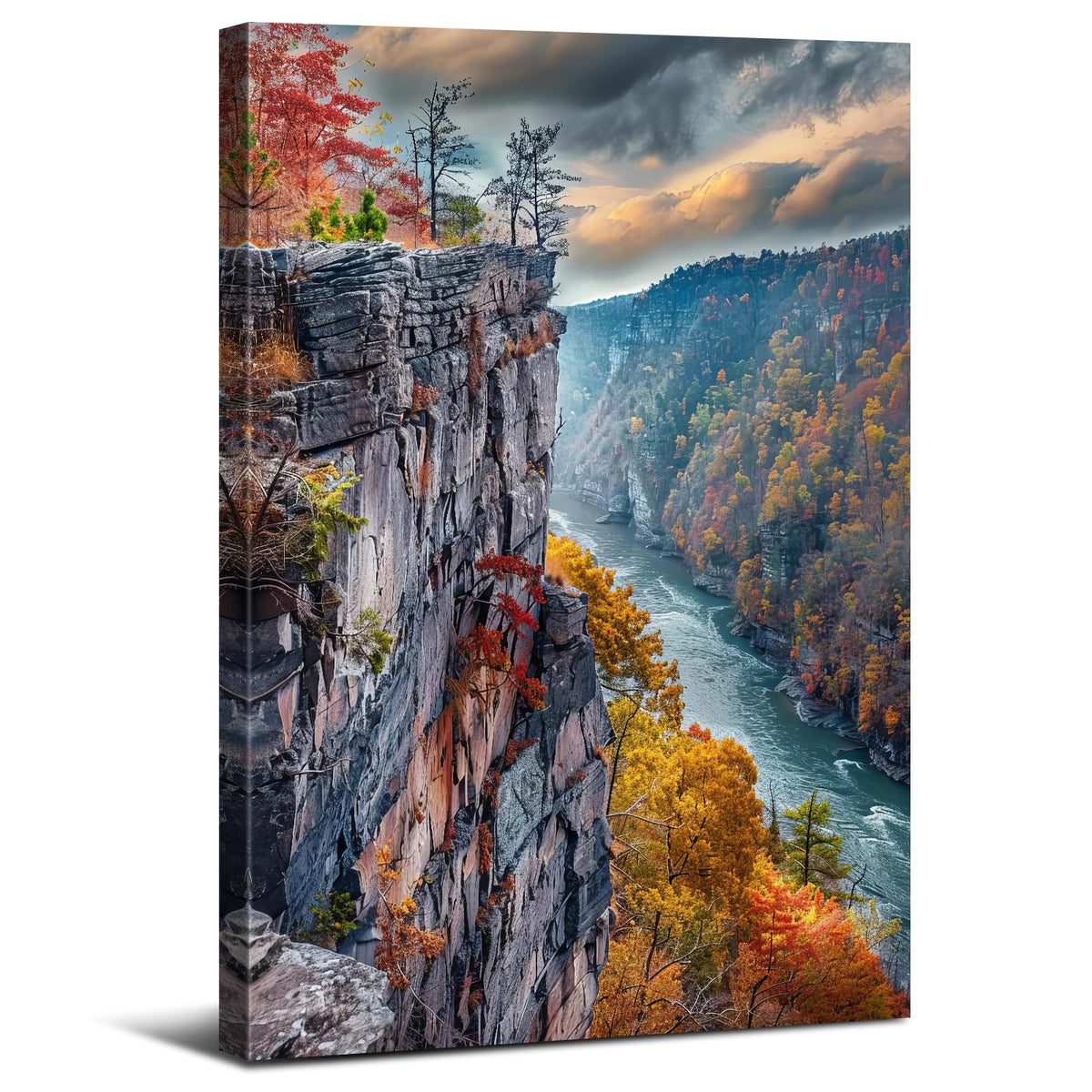 Sunset Mountain Canyon Wall Art Nature River Pictures Wall Decor National Park Scenic Forest Canvas Prints Valley Landscape Posters Painting for Living Room Office Home Decoration 16x24 (24"L x 16"W / Sunset Valley)