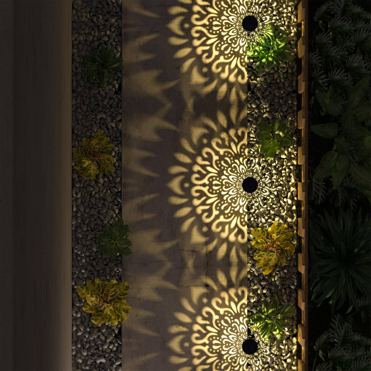6 Pack Solar Lights Outdoor Garden Decorative Mandala Solar Pathway Lights Waterproof Plastic Outside Solar Path Landscape Lights Gardening Gifts for Women Mom Backyard Walkway Yard Decor (6Pcs / Black-a)