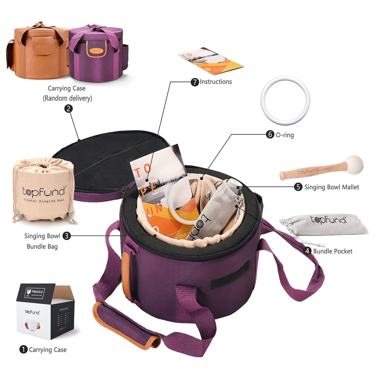 Orange D# Note Crystal Singing Bowl Navel Chakra 10 inch with Heavy Duty Carrying Case and Suede Mallet (10 inch / Orange D# Note)