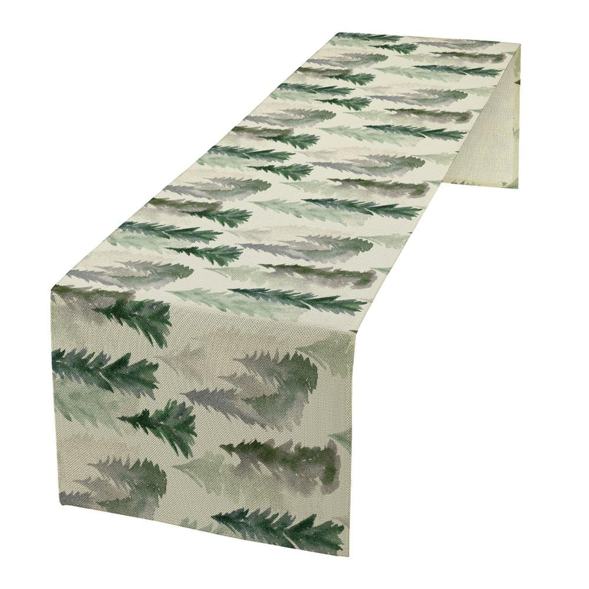 Green Forest Tree Table Runner Watercolor Fantasy Magical Woodland Landscape Nature Botancial for Tabletop Party Holiday 13x108 inch (13x108inch / Forest-2)