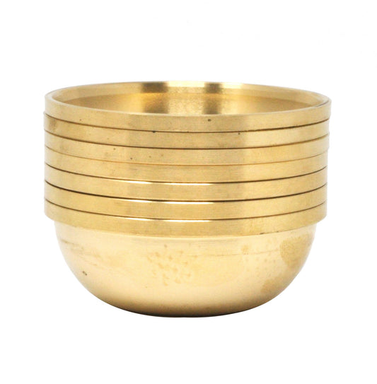 2.25 Inches Solid Brass Set of 7 Tibetan Water Offering Bowls (Solid Brass / 2.25 Inches)