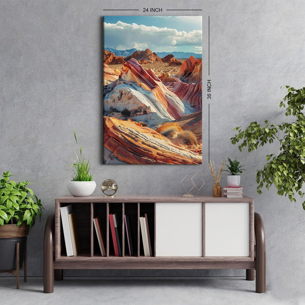 Vintage Valley of Fire State Park Nevada Nature Landscape Poster of the USA Printed on Canvas 24x36”Blue Sky Background Modern Landscape for Bedroom Office Bathroom Poster Painting Wall Decor Art Gift (24"L x 36"W / FSPFJ11)