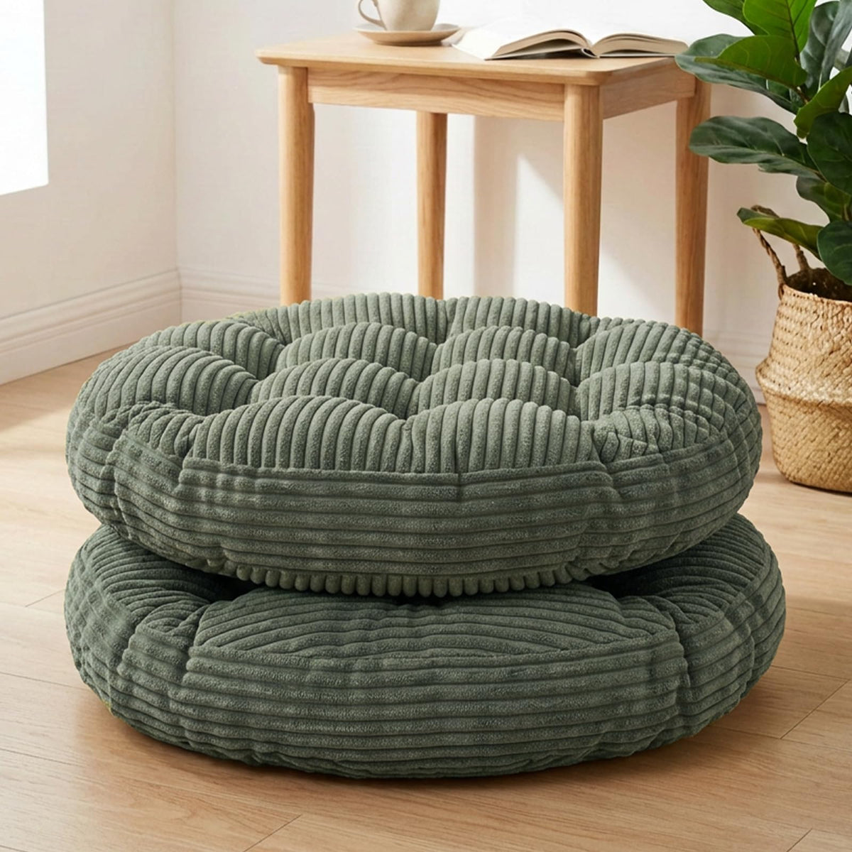 Large Floor Pillow for Adults (Round-dark Green)