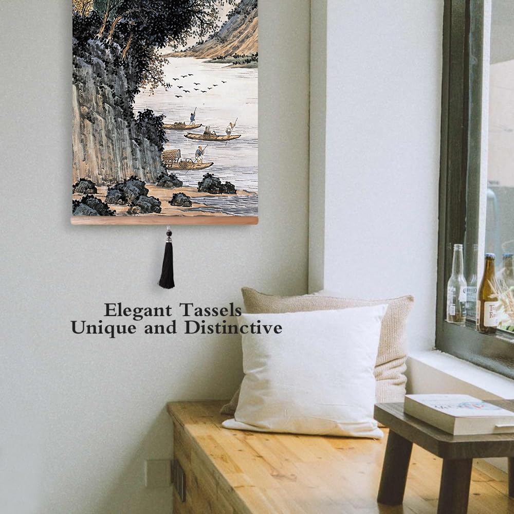 32x14in Asian Scroll Wall Art (Stream water flooding with Dan)