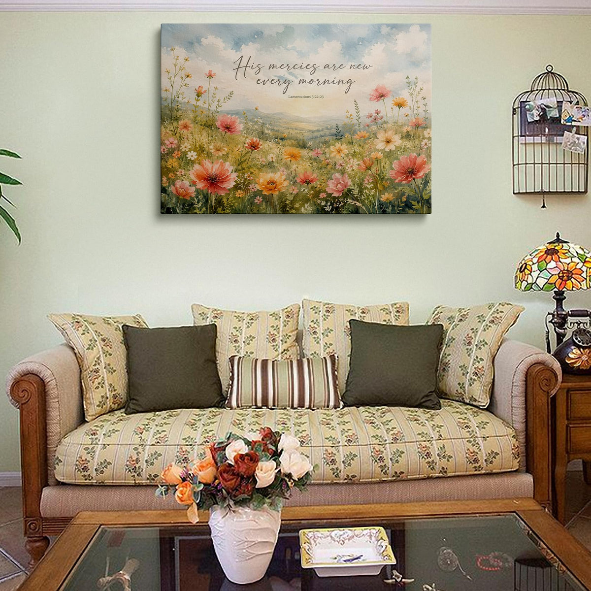 Christian Bible Verse Canvas Wall Art Framed Floral Home Decor 16x24 Inch (Bible Verse / 24"L x 16"W)