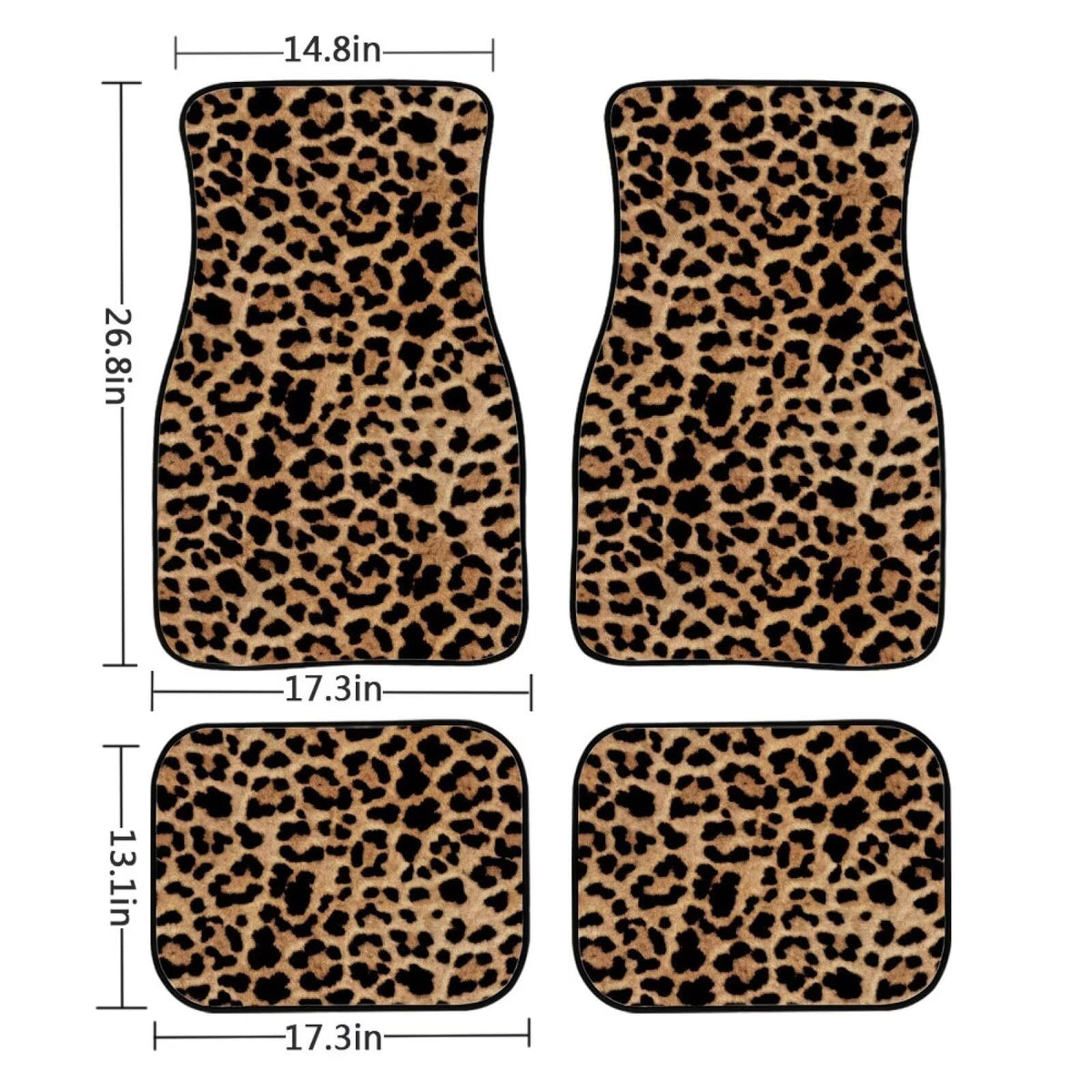 Leopard Print Car Floor Mats Full Set Gold Cheetah Automotive Floor Mats Front Non Slip Cars Rugs Carpet Mat Full Set Automotive Interior Accessories 4 Piece (Gold Leopard Print)