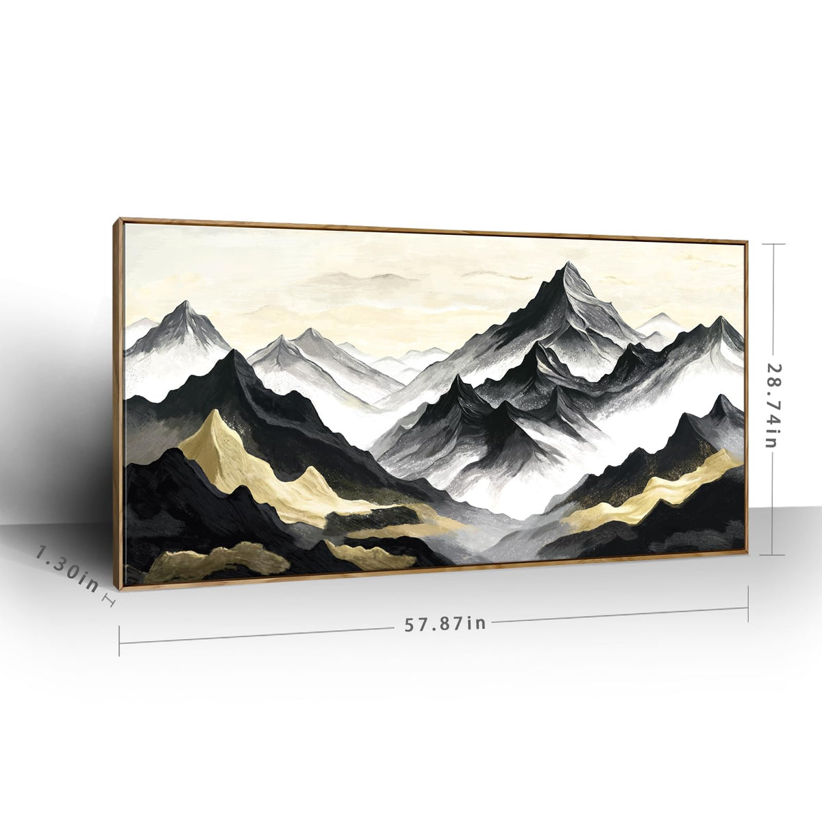 Framed Natural Mountain Bedroom Wall Art Chinese Zen print 58X29 In (Black Gold Wall Art / 58"L x 29"W(Framed))
