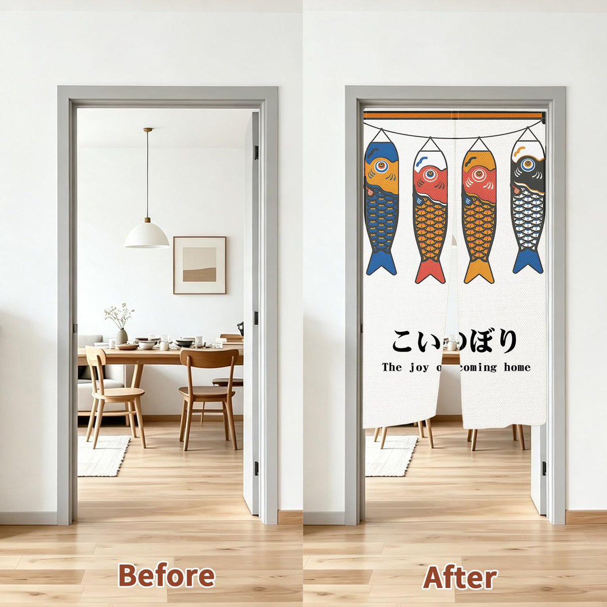 Japanese Noren Long Doorway Curtain Artistic Painting Door Curtains for Home Decor Sushi Restaurant Kitchen Partition Bedroom Door Decor (White)