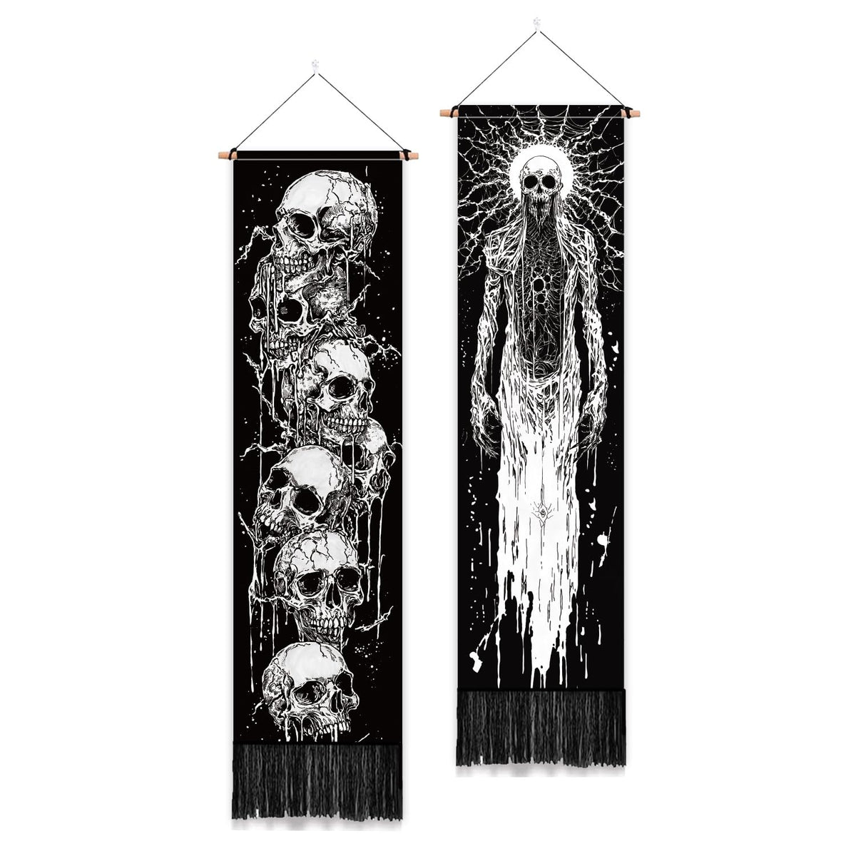 2 Pack Skeleton Vertical Tapestry (black,white)