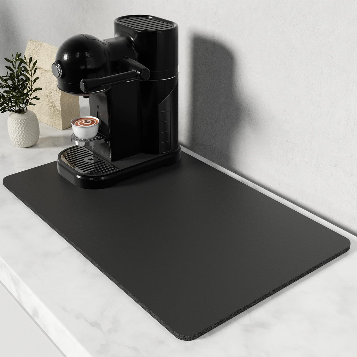 Coffee Mat 12" x 19" Coffee Bar Mats for Espresso Machine Station Accessories and Organizer (A-Jet Black / 12" x 19")